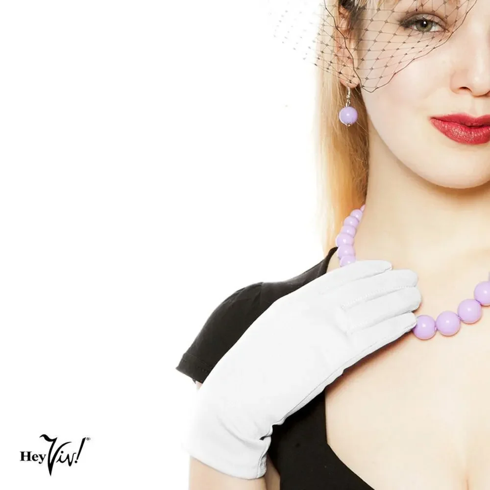White Wrist Length Stretch Nylon Dress Gloves Wedding Church Formal - Hey Viv